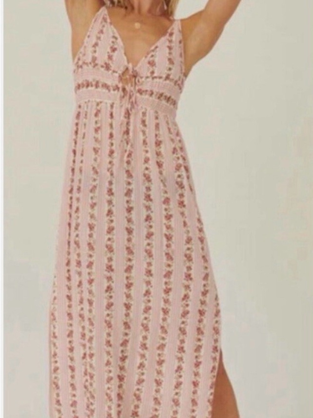 Promesa Red & Blue Floral Tie-Front Maxi Dress